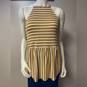 Moa Moa NWT Womens Top Size XS Rayon Blend Striped Mustard & White